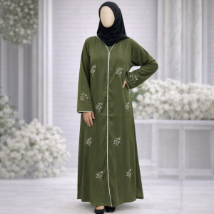 Straight Cut Abaya with Hand Embroidery Tube Work