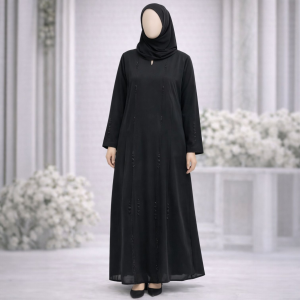 TikTok Style Abaya with Handwork & Stone Detailing