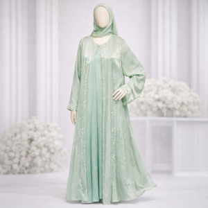 Premium Organza Abaya with Handcrafted Beadwork